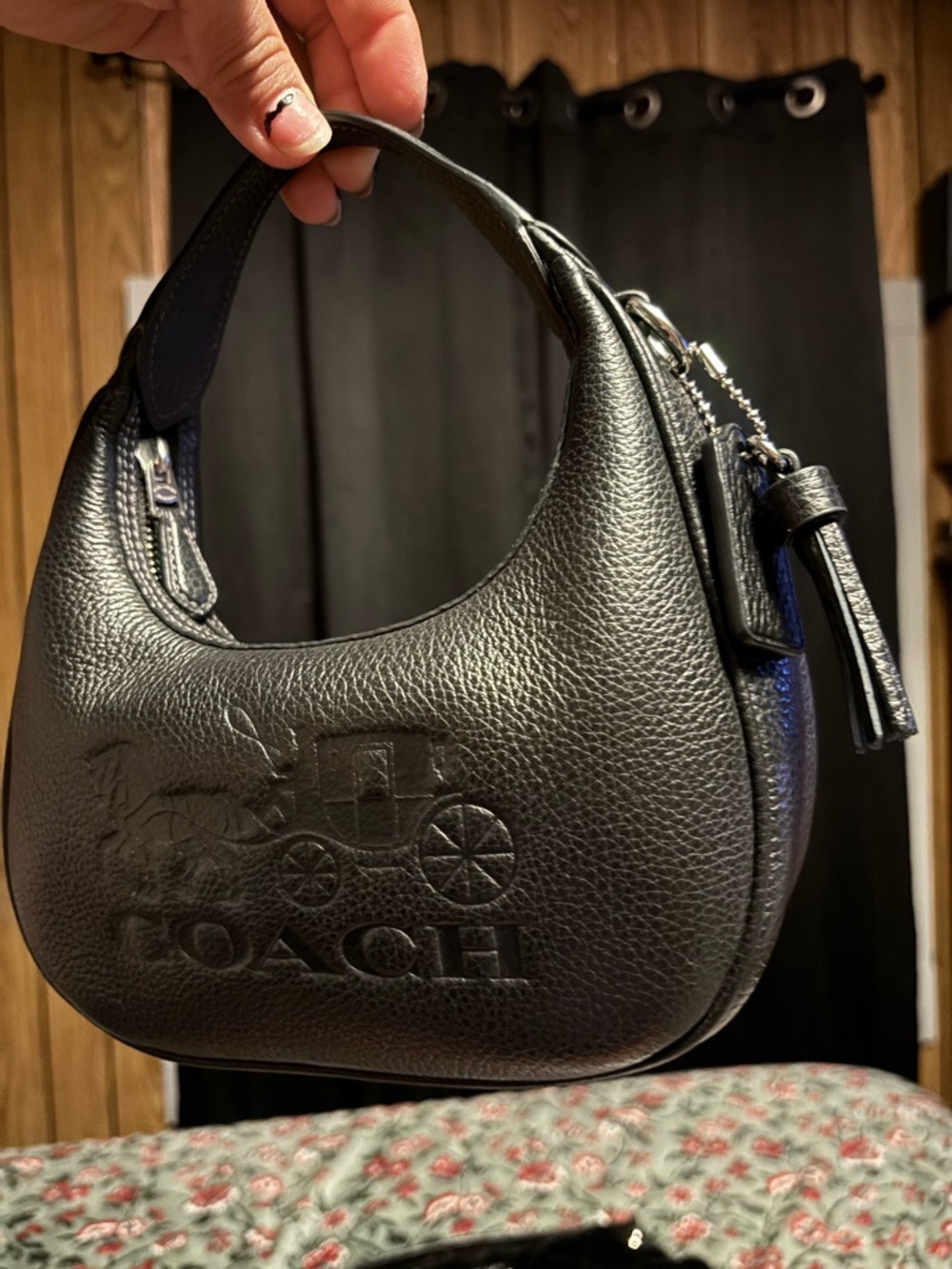 Coach Black Pebbled Leather Mini Hobo Shoulder Bag - Picture 2 of 10